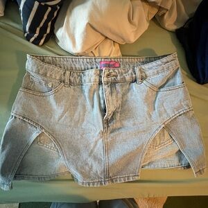 Edikted Light Blue Denim Skort with Side Cutouts